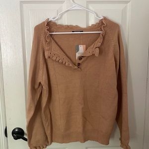 Frilly salmon colored sweater